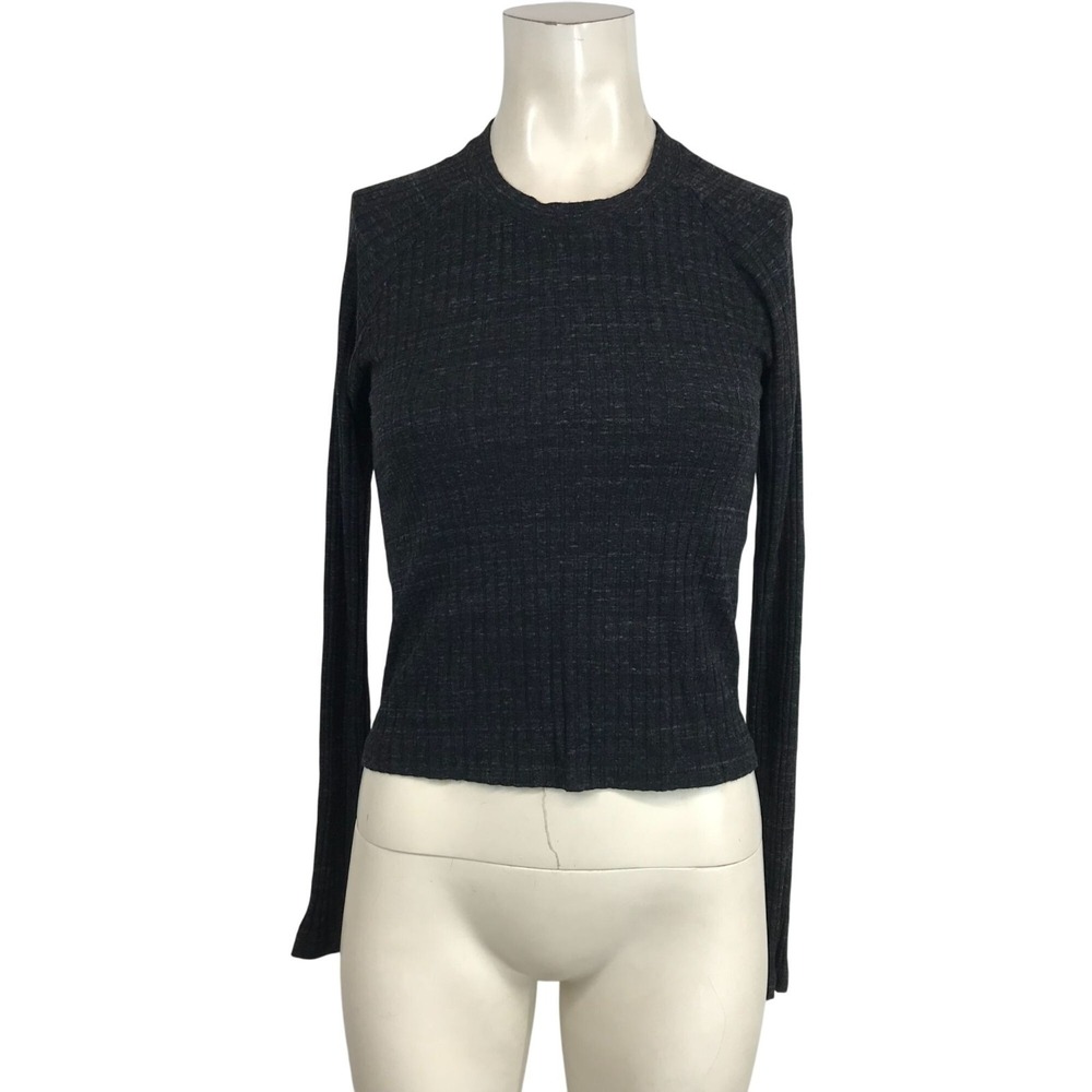 MONROW - WOMEN'S XS - BLACK LONG SLEEVE ROUND NECK RAYON BLEND SWEATER